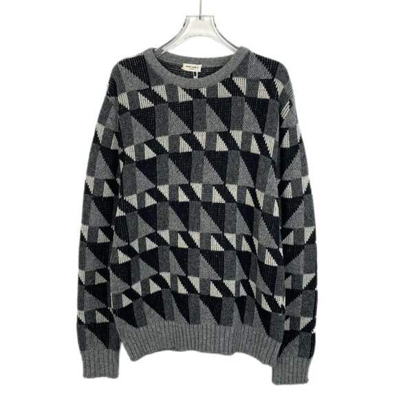 H14322 Saint Laurent slp Saint Laurent Dark gray checked wool round neck long sl - Picture 1 of 8
